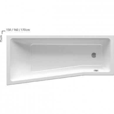 Asimetrinė akrilinė vonia Ravak BeHappy II 150, 170 cm 1