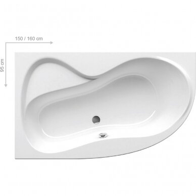 Asimetrinė akrilinė vonia Ravak Rosa 95 - 150, 160 cm