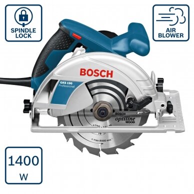 Diskinis pjūklas Bosch GKS 190 Professional + lagaminas