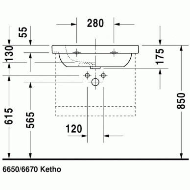 Praustuvas Duravit D-Code 65, 85, 105 cm 4