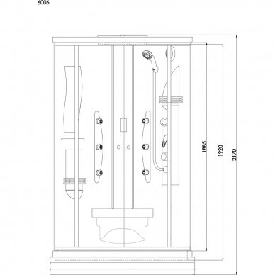 Duschy dušo kabina ketursienė su masažu ir LED 6