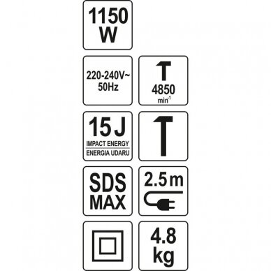Griovimo plaktukas Yato SDS-MAX, 15 J (YT-82133)