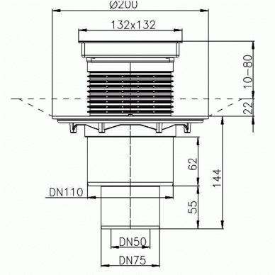 Trapas vidaus patalpoms HL310NPr-3020 su sausu sifonu Primus įklijuojamai plytelei 2