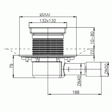 Trapas vidaus patalpoms HL510N-3020 su elementu keraminių plytelių įklijavimui