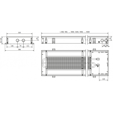 Įleidžiamas grindinis konvektorius FC 110x32x9