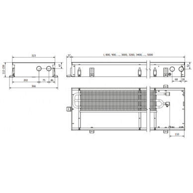 Įleidžiamas grindinis konvektorius FC 120x32x11