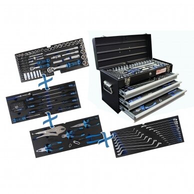 Įrankių rinkinys su metaline dėže BGS-technic, 3 stalčiai, 143 įrankiai 1