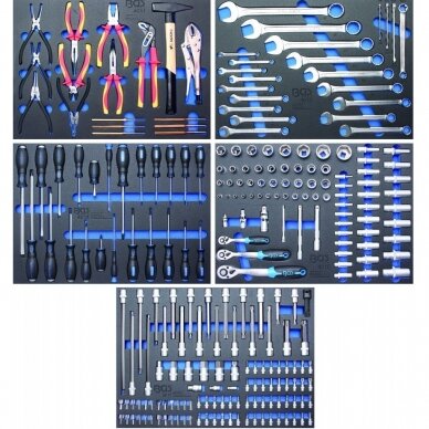 Įrankių spintelė BGS-technic, 7 stalčiai su 243 įrankiais