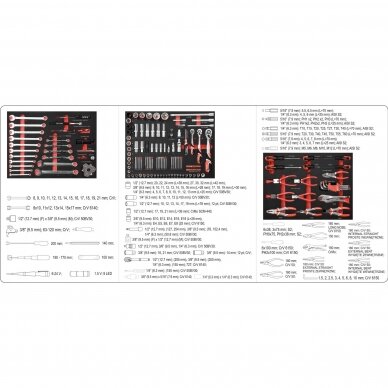Įrankių spintelė Yato su 162 įrankiais, 3 stalčiais (YT-55280) 10