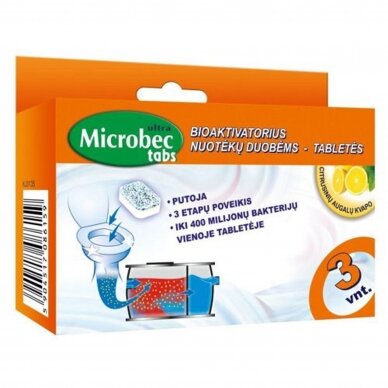 Microbec 3x20g tabletės nuotekų duobėms 3x20g