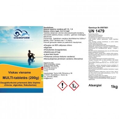 Multi tabletės 200g (chloras,algicidas,flokuliantas) Chemoform, 1kg 1