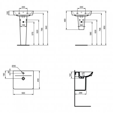 Praustuvas Ideal Standard Connect Air Cube 50, 55, 60 cm