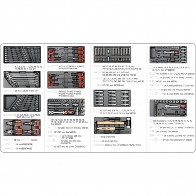 Profesionali įrankių spintelė Yato su 177 įrankiais, 6 stalčiais (YT-55300)