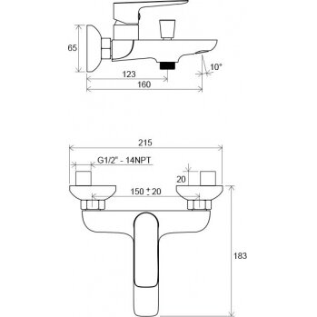 Vonios/dušo maišytuvas Ravak Classic 150 mm 3
