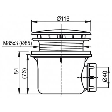 Dušo komplektas: kabina Ravak PDOP1 80, 90 cm PPS su padėklu ir sifonu