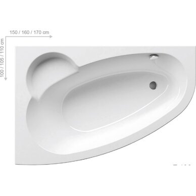 Ravak vonios komplektas: vonia Asymetric R 170 cm 1