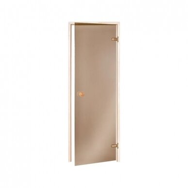 Saunos durys Flammifera, 70×190 cm, drebulė/pušis, bronzinis stiklas