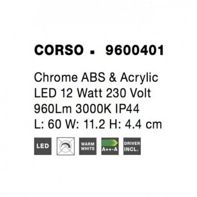 Sieninis šviestuvas Nova Luce CORSO