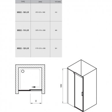 Stumdomos dušo durys Ravak Matrix MSD2 100 cm 3