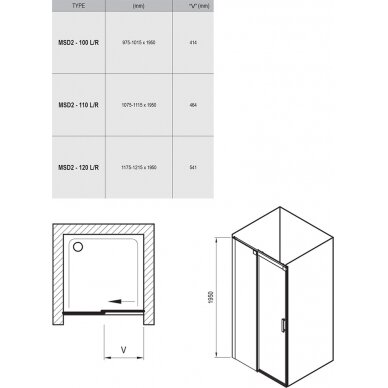 Stumdomos dušo durys Ravak Matrix MSD2 100, 110, 120 cm