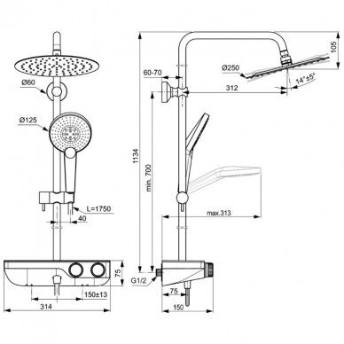 Termostatinė dušo sistema Ideal Standard Ceratherm S200