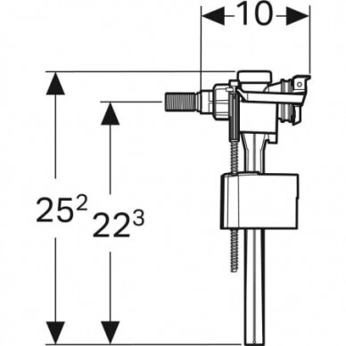 Vandens pripildymo mechanizmas su adapteriu Geberit Type 333 3/8“ ir 1/2"